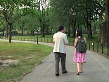 Sarah and David in Central Park: "They added a lot of great dialogue!"